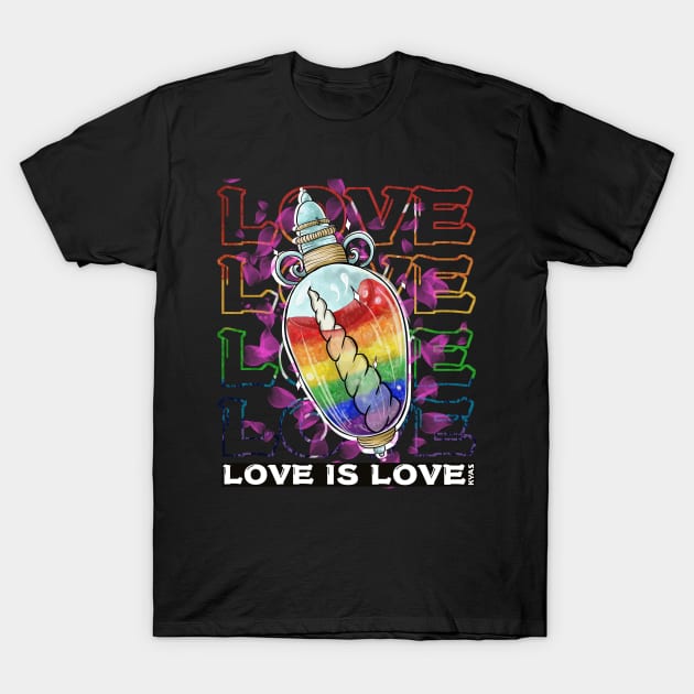 Gay Pride - Rainbow of Love T-Shirt by KyasSan